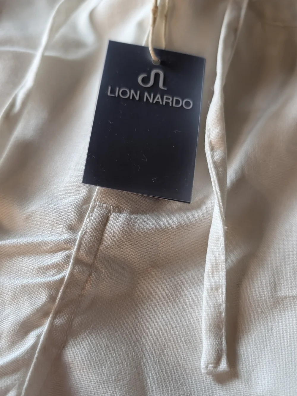 Linen/Cotton Drawstring Elastic Waist Ivory Shorts Large